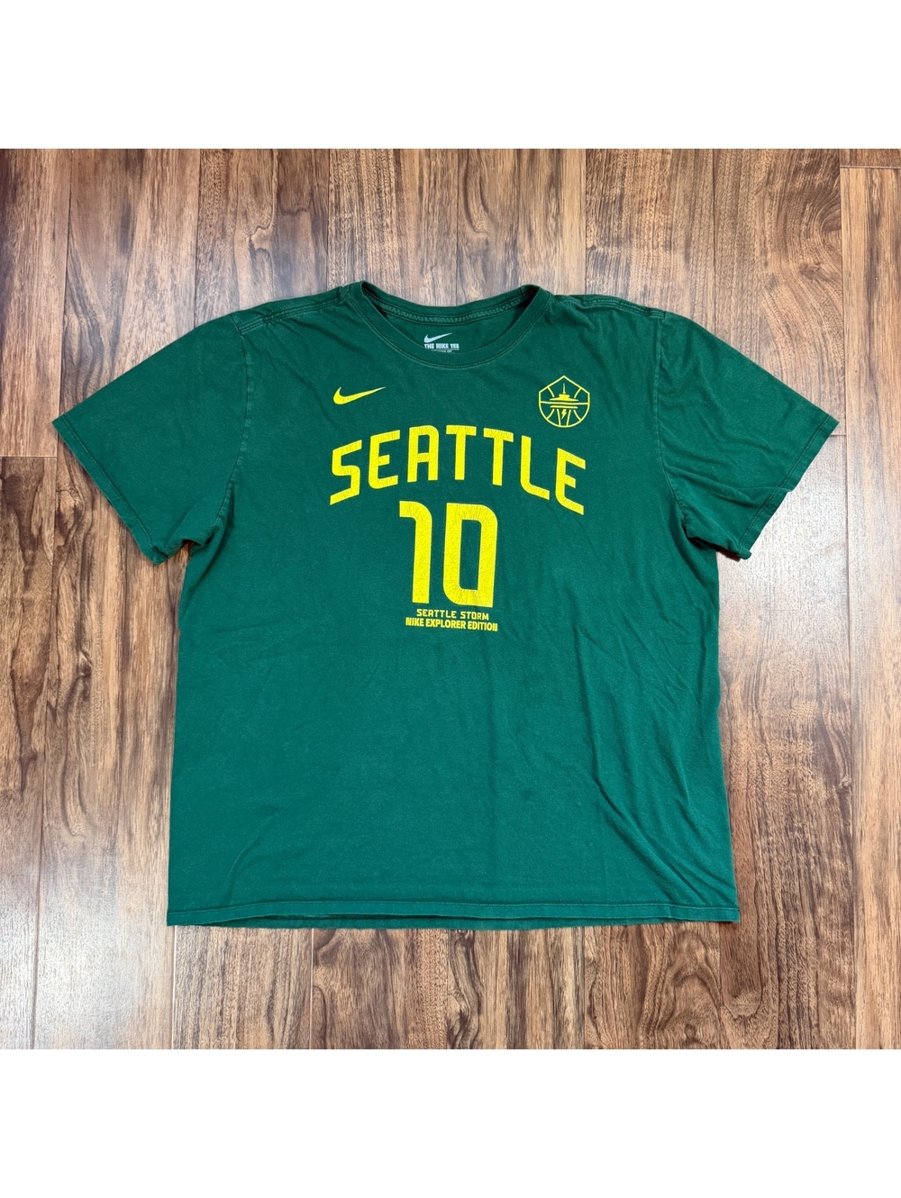 Nike Seattle Storm Sue Bird #10 Shirt Explorer Edition Green XXL WNBA Tee